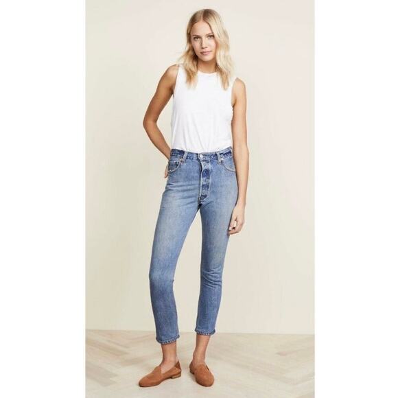 RE/DONE Levis High Rise Ankle Crop Jeans White - Picture 8 of 8